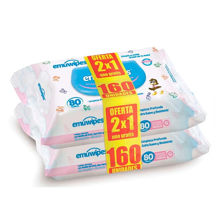 Emuwipes con tapa x2 Pack 160 un