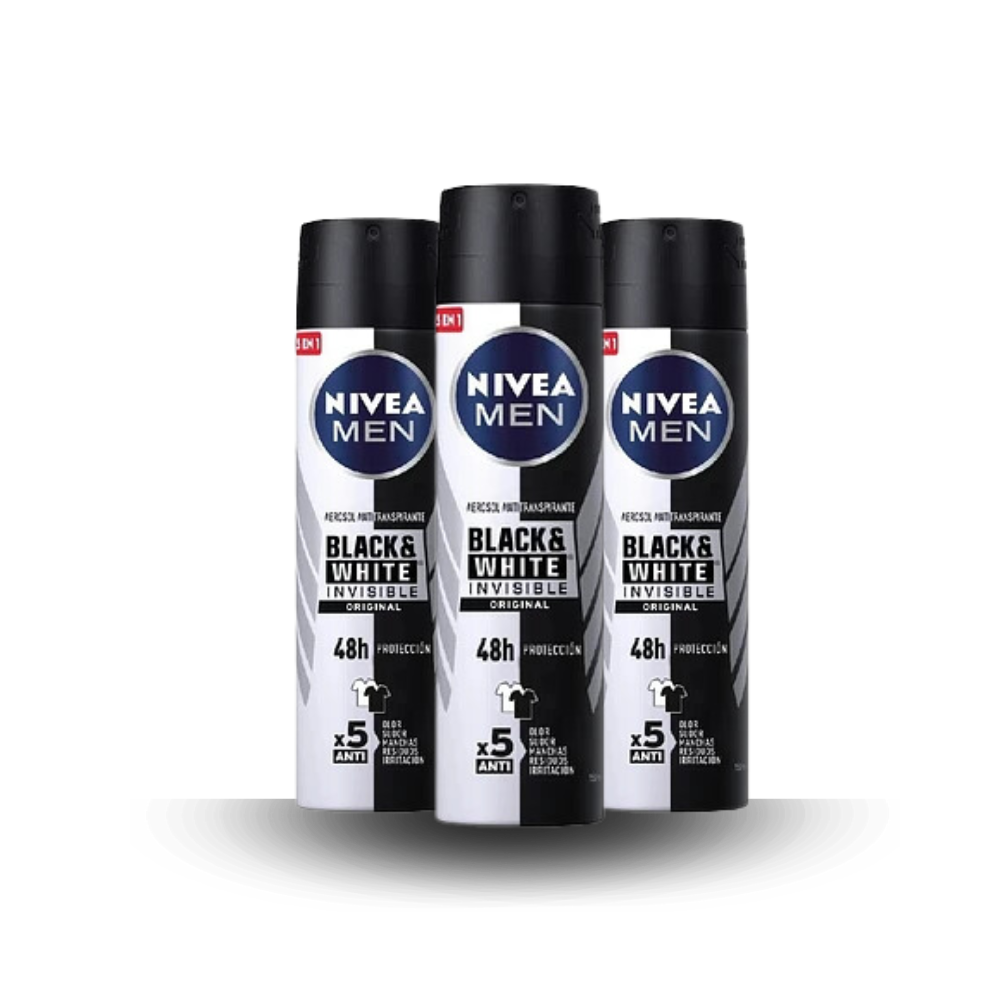 Pack Nivea spray men 150 ml Invisible Black&White