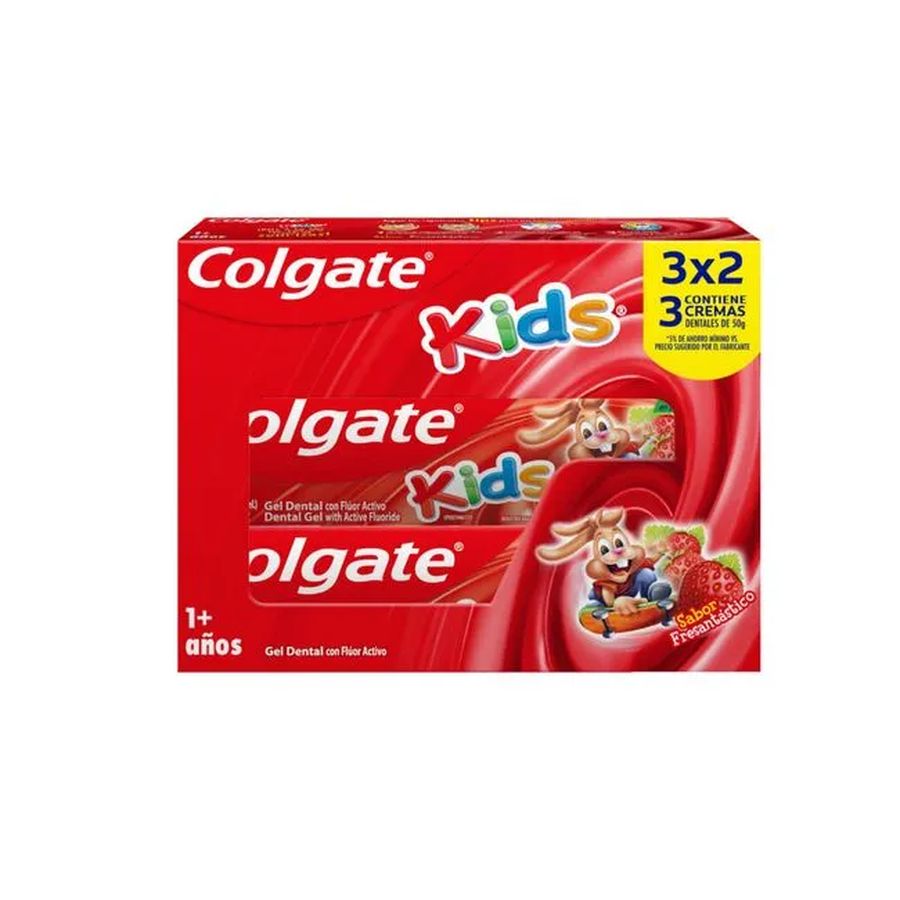 Colgate Kids Tripack Pasta Dental para Niño Frutilla 50 grs 